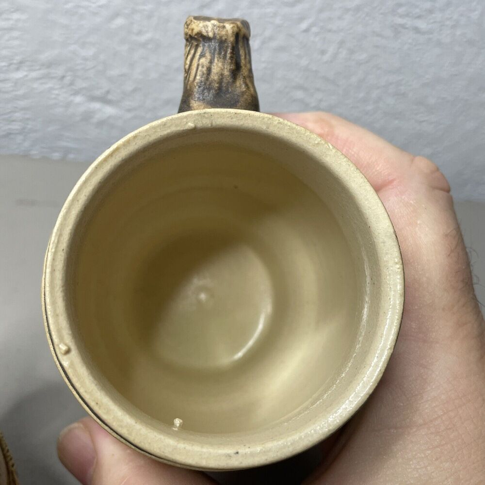 2 VTG‎ Beer or Coffee Stone Wear Mugs 4" Tall Rabbits Deer Black Trim Germany - Picture 7 of 12